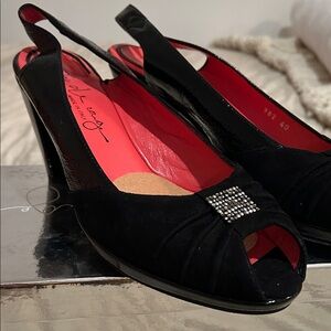 Pos Ole Rouge Italian Black Slingback Heels